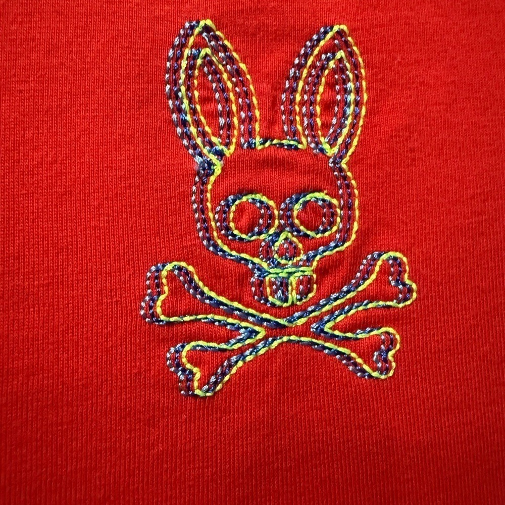 Psycho Bunny Keswick Men's Embroidered Graphic Tee Shirt - Red Salsa 3 / XS